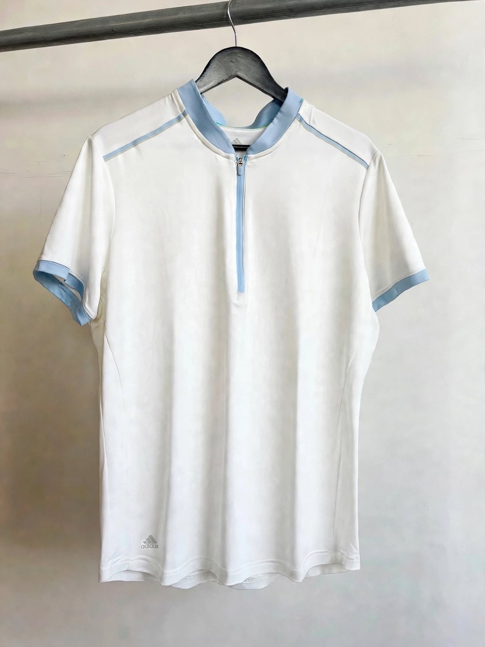Adidas Golf Climacool Zip Polo White Blue Short Sleeve Women’s XL